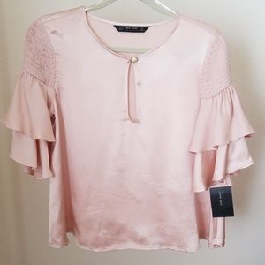 NWT Zara Women's S/S Dress Shirt Blouse M